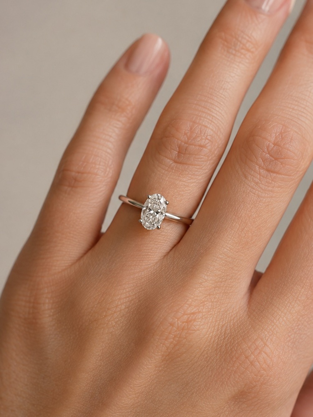 Oval Diamond Solitaire Engagement Ring 14k White Gold 0.90 Carat NWOT